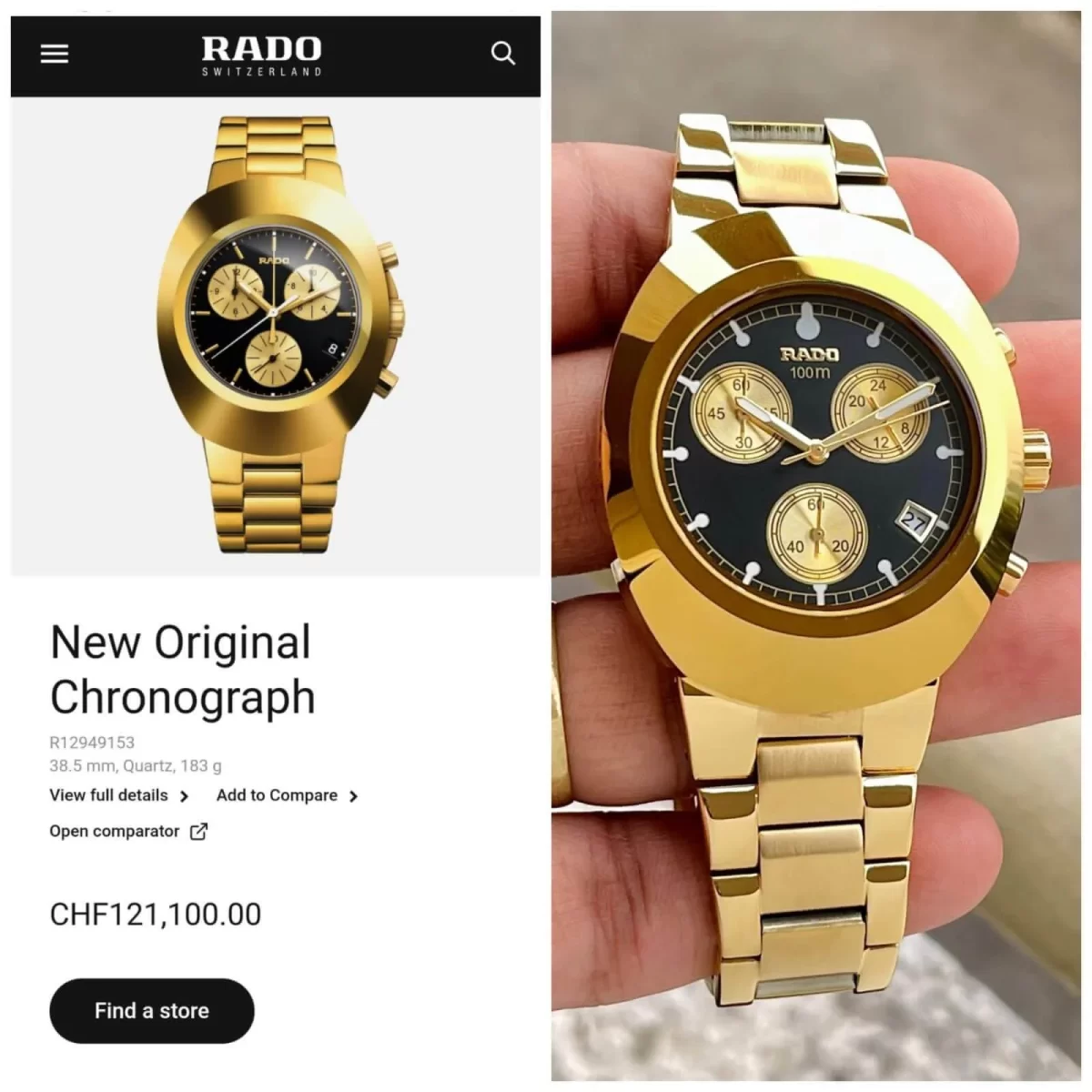 Buy RADO-Diastar-Chronograph-Machine first copy watch Ind