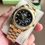 Rolex Black Gold Watch Day Date